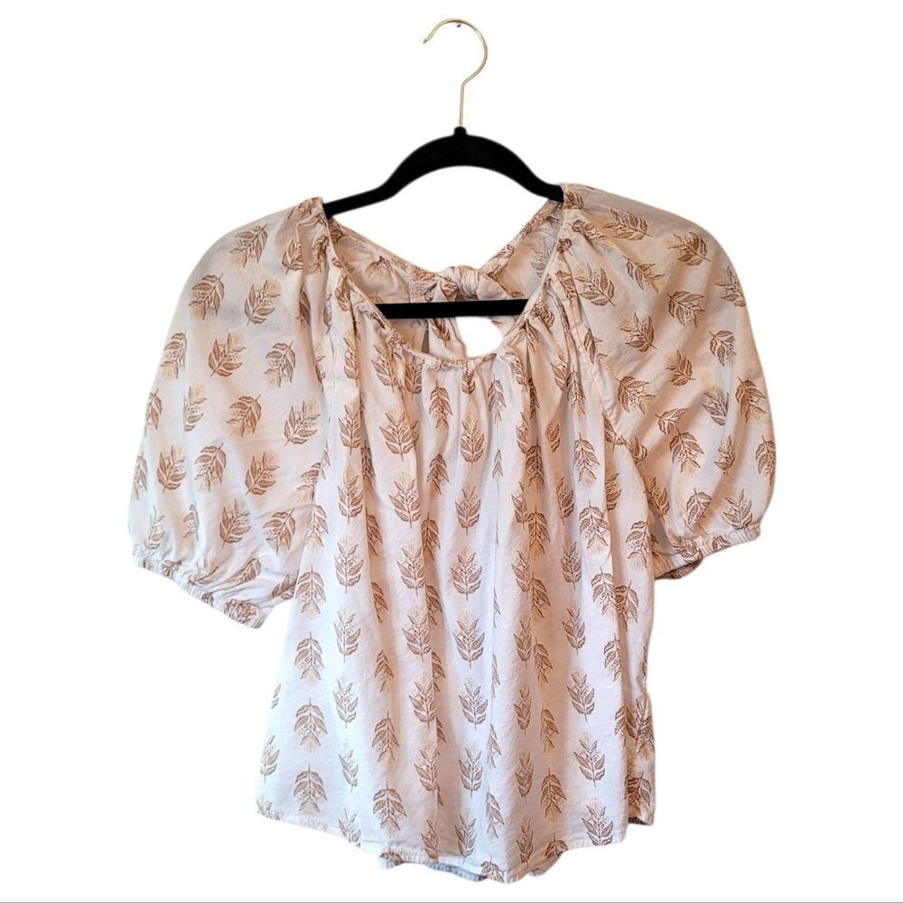 Old Navy Women's White Floral Puff Sleeve Blouse Size M